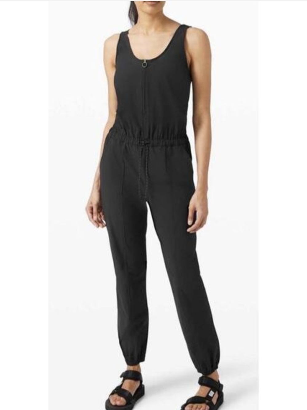 lululemon athletica Back In Time Black Sleeveless Zip-Front Utility Jumpsuit